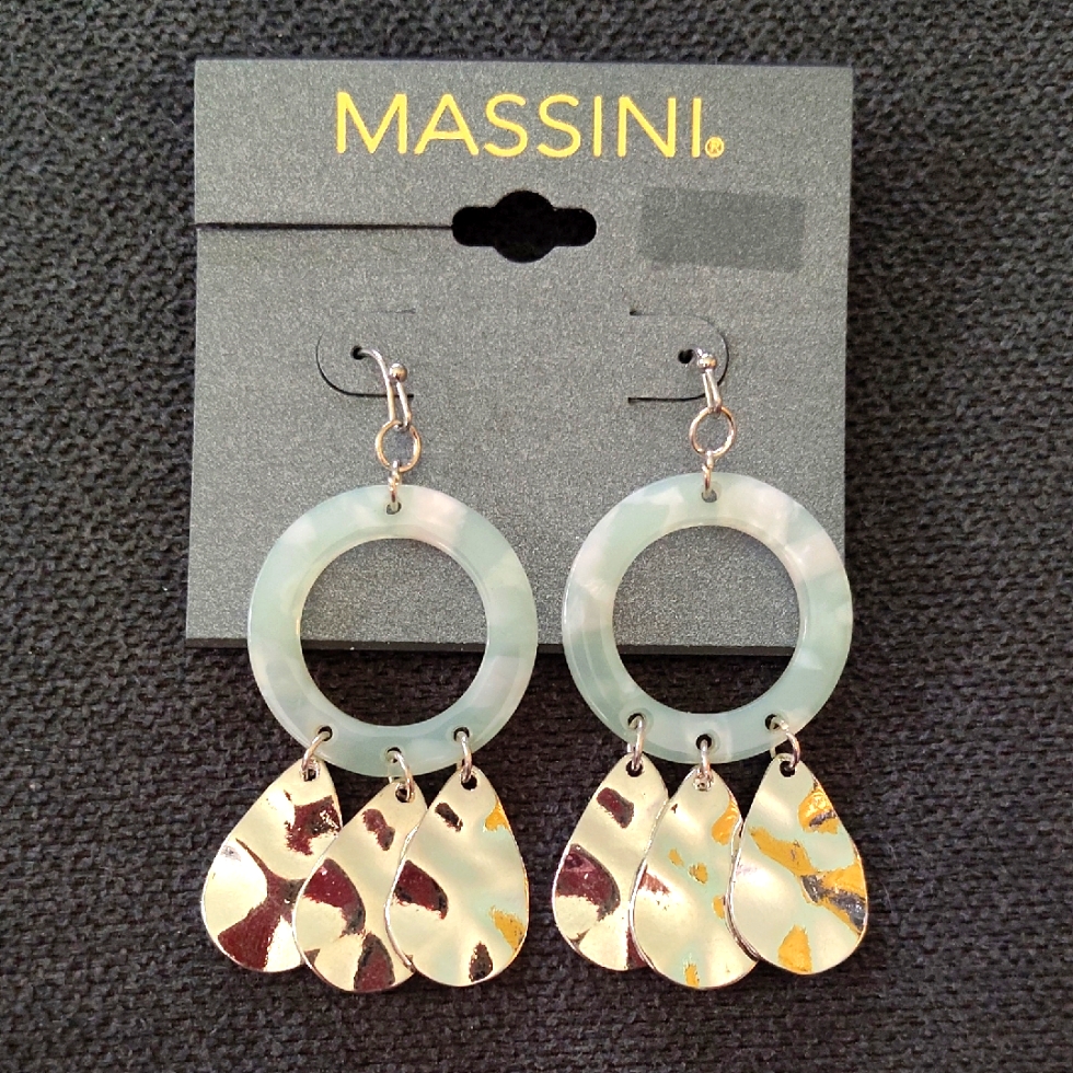 Massini Earrings. Circles And Teardrops. New!